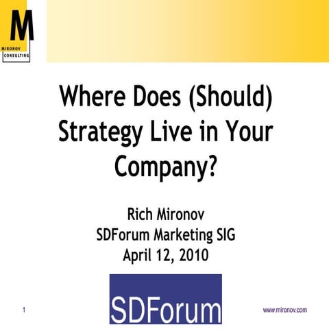 Where Should Strategy Live? (SDForum)