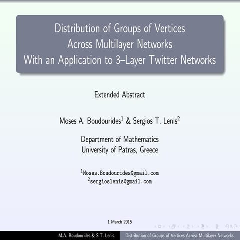 Boudourides & Lenis, Distribution of Groups of Vertices Across Multilayer Net...