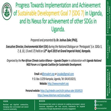 Progress Towards Implementation and Achievement of Sustainable Development Go...