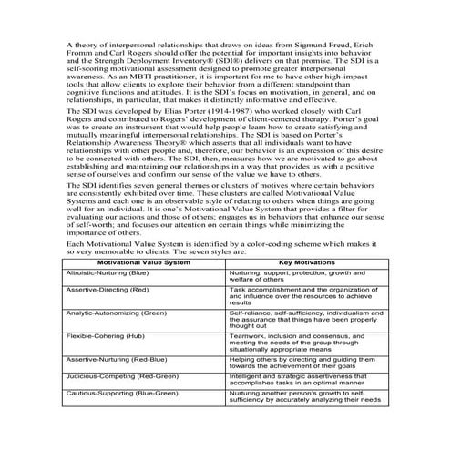 Motivation and the Strength Deployment Inventory