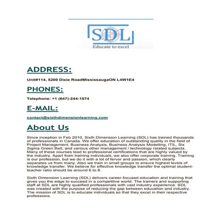 Best for PMP certificate in India |SDL