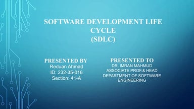 Software Development Life Cycle  (SDLC )