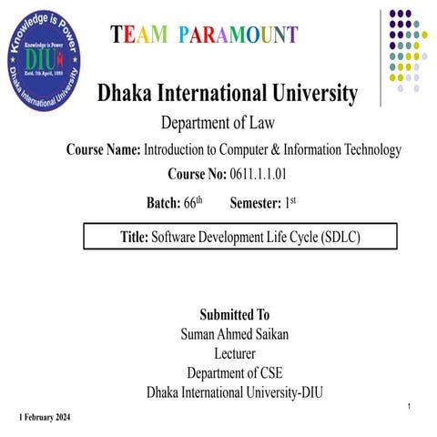Software  Development Life Cycle  (SDLC) By Team Paramount (Dept. of Law)