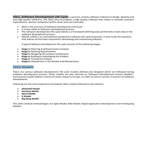 Sdlc process document PDF
