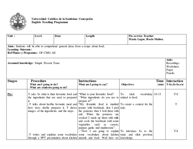 Skill development lesson plan format