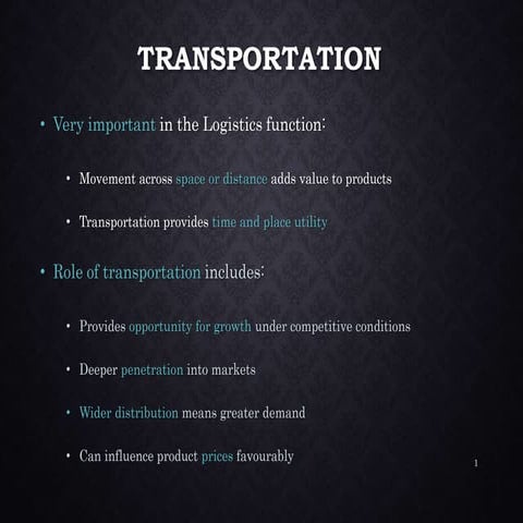 Transportation in Sales and Distribution Management