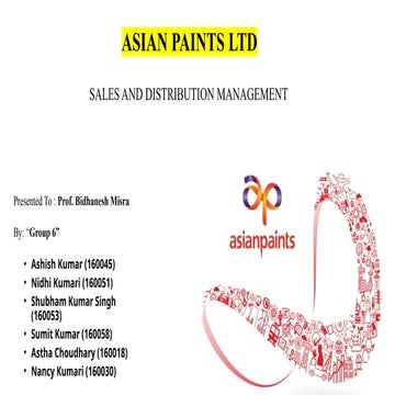 Asian paints Sales and Distribution strategy | PPTX