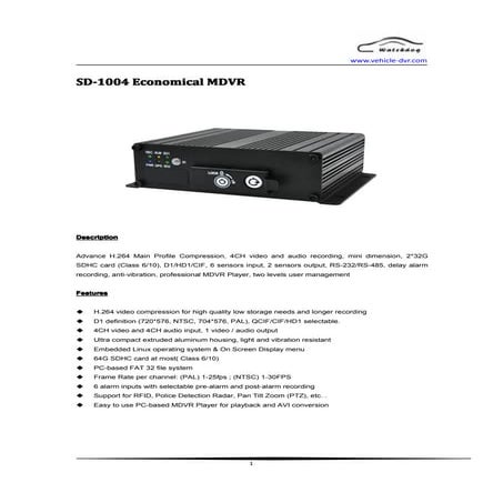 SD Mobile DVR Specification