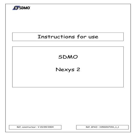 Sdmo mics-nexys-control panel-manual