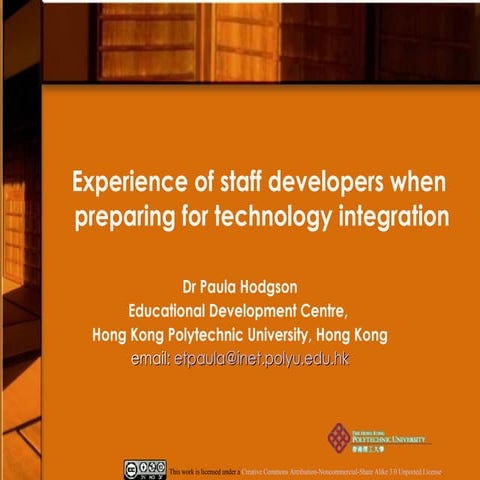 Experience of staff developers when preparing for technology integration