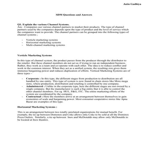 Sdm questions and answers [jatin gadhiya]