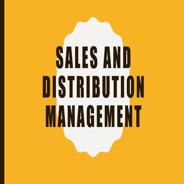1. Sales and Distribution Management