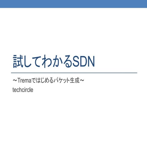 試してわかるSDN