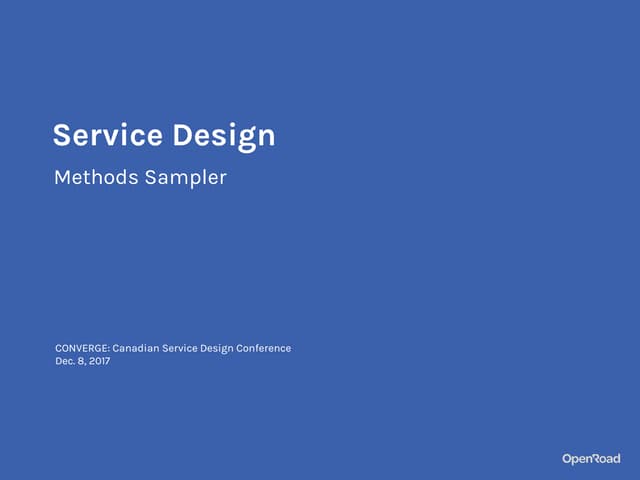 Service Design: Methods Sampler