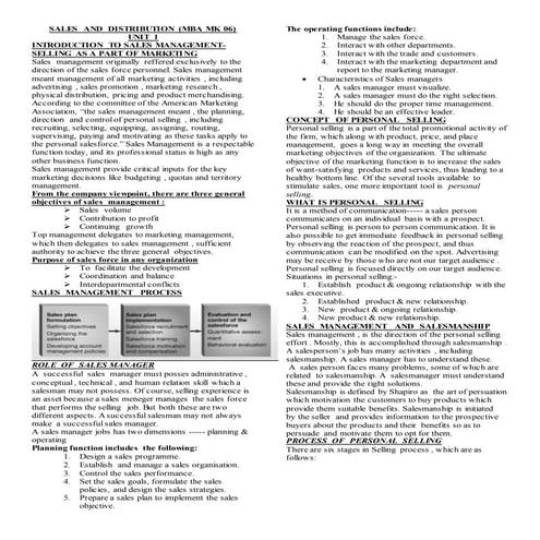 sales and distribution 