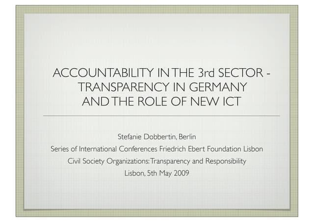 Accountability in the Third Sector – Institutionalisation of Transparency and the Role of new ICT