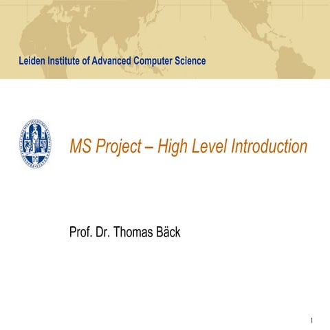 SDPM - Lecture 4a - MS Project – High Level Introduction