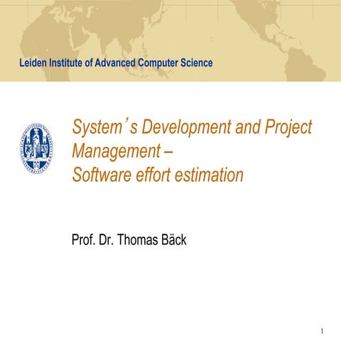SDPM - Lecture 5 - Software effort estimation