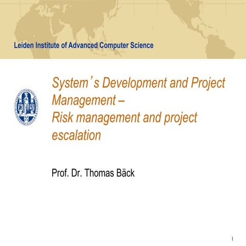 SDPM - Lecture 6 - Risk management and project escalation