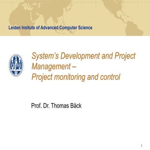 SDPM - Lecture 7 - Project monitoring and control