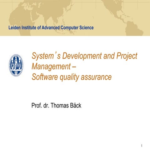 SDPM - Lecture 8 - Software quality assurance