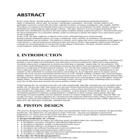 Design, Thermal Analysis and Optimization of a Piston using Ansys | PDF