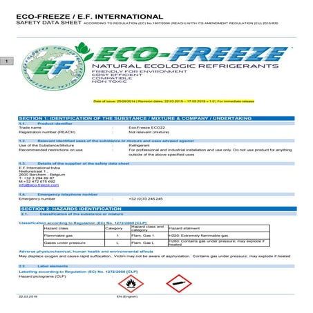 SAFETY DATA SHEET ECO22