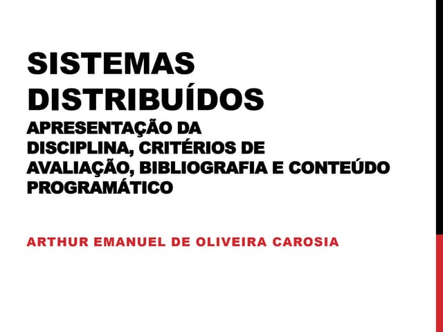 Sistemas Distribuídos - Aula 00