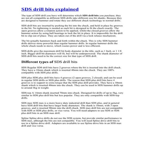 Sds Drill Bits Explained