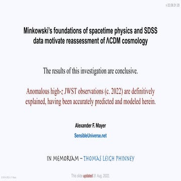 Minkowski’s foundations of spacetime physics and SDSS data motivate reassessm...