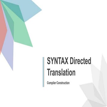 SYNTAX Directed Translation PPT || Compiler Construction 