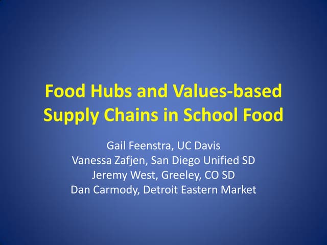 Food Hubs and Values-based Supply Chains in School Food - presentation 2