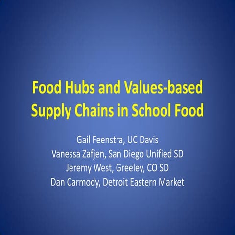 Food Hubs and Values-based Supply Chains in School Food - presentation 2