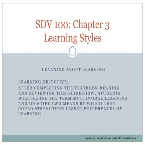 Sdv 100   chapter 3 learning about learning