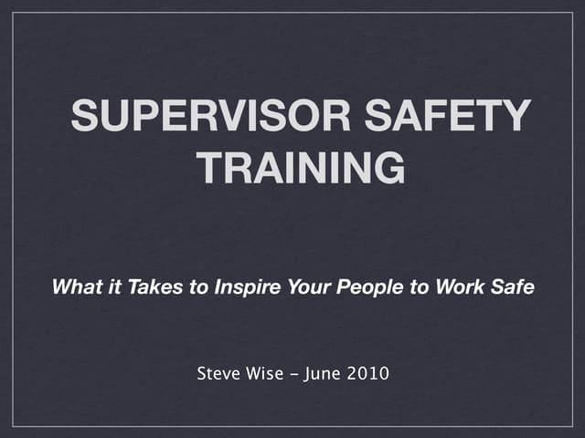 Supervisor Safety Training | PPT
