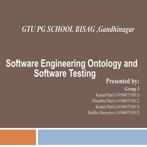 Software Engineering Ontology and Software Testing�