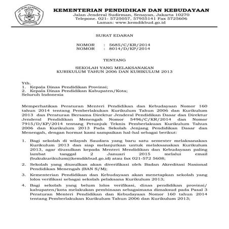 Se dirjen-ttg-pelaksanaan-kurikulum-2006 kurikulum-2013