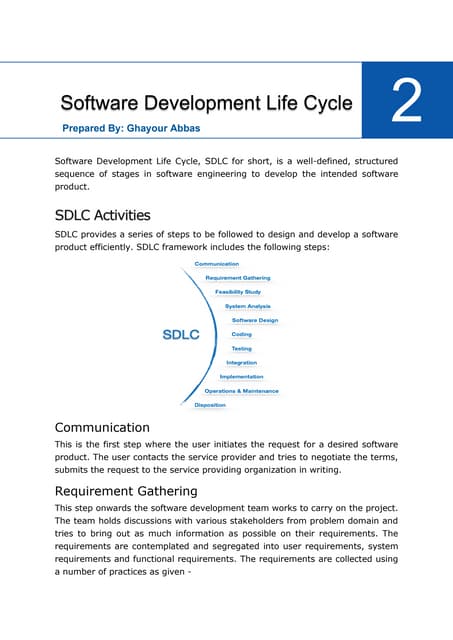 SWE-401 - 2. Software Development life cycle (SDLC)