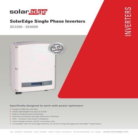 Solar Edge Single Phase Inverters