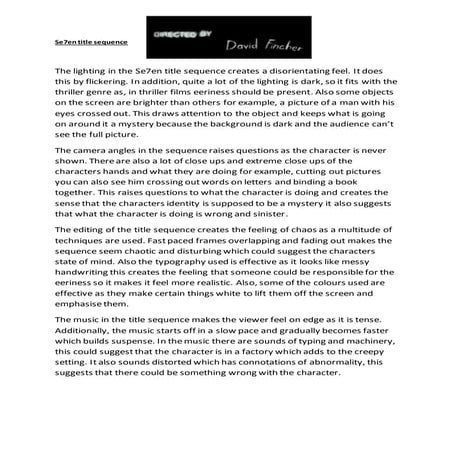 Se7en title analysis | PPTX