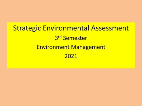 Introduction to Strategic Environmental Assessment | PPTX ...