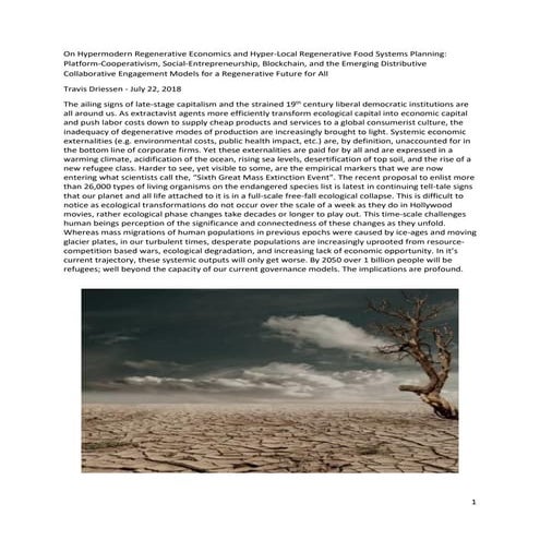 On Hypermodern Regenerative Economics and Hyper-Local Regenerative Food Syste...