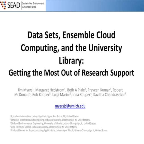 Data Sets, Ensemble Cloud Computing, and the University Library:Getting the Most Out of Research Support