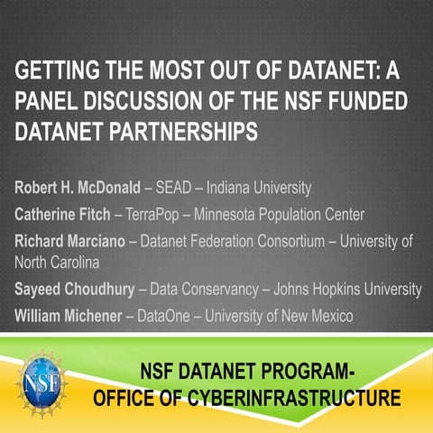Digital Library Federation - DataNets Panel presentation (Nov. 1st, 2011)