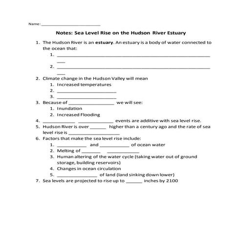 Sea level rise in the Hudson Valley