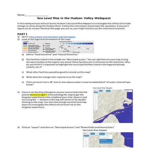 Web quest: Sea level rise in the Hudson Valley