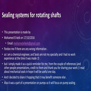 sealing system for rotating shafts ( mechanical seals and packing )