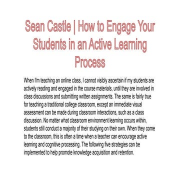 Sean castle  active learning process to engage students