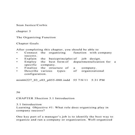 Sean JusticeCorbischapter 3The Organizing Function docx