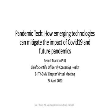 Pandemic Tech: How Emerging Technologies Can Mitigate the Impact of Covid-19 ...